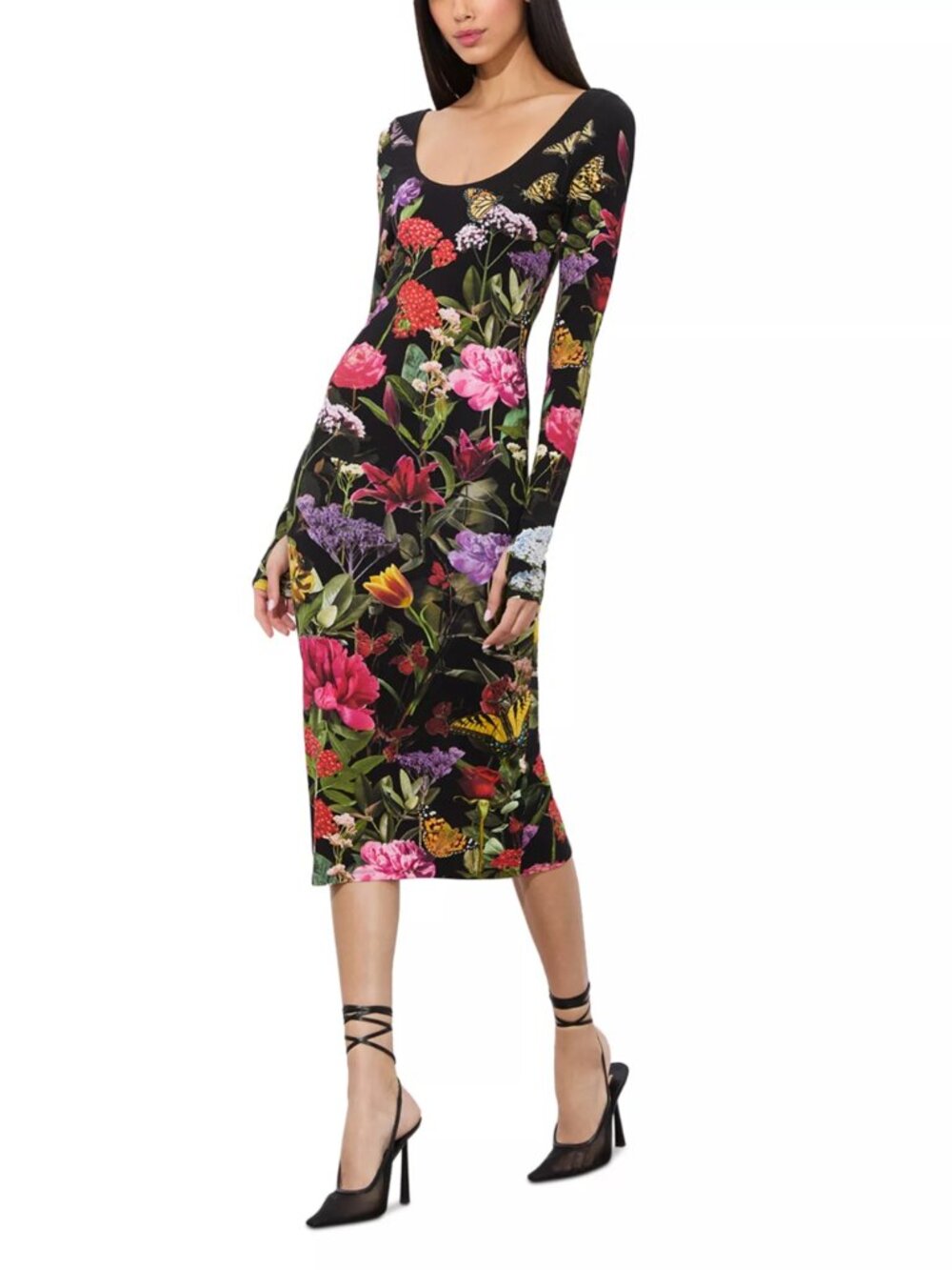 Alice + Olivia Delora Secret Garden Floral Midi Dress Size 10 - Picture 6 of 11